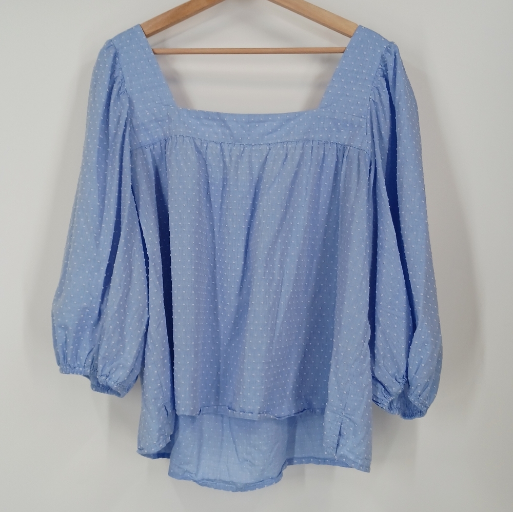 Caslon Square Neck Chambray Blouse